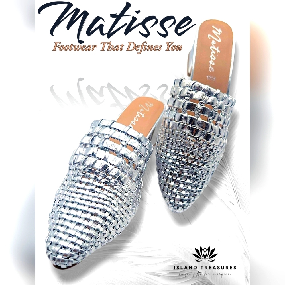 Matisse Lexie Silver Woven Mule Size 10